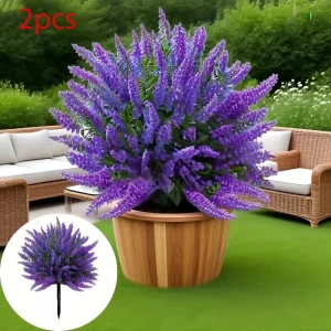 2Pcs 55cm Artificial Lavender Topiary Balls, Faux Purple Lavender Stakes for Garden Porch Patio Outdoor Indoor Decor