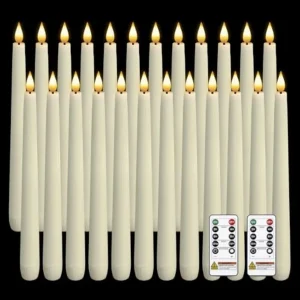24 Pcs Waxy Flameless Taper Candles with Remote, Led Flameless Candlesticks Classic Tall Candle, Flickering Battery Operated Ta