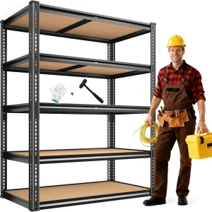 5 Tier Storage Shelves, 2250LBS Heavy Duty Garage Shelving, Adjustable Metal Shelving Unit,Garage Storage Shelves, Customized