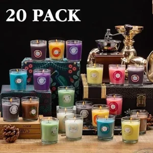 20 Packs of Scented Candles (6.6cm*4.83cm), Glass Jar Wax Candle - 10 Scents